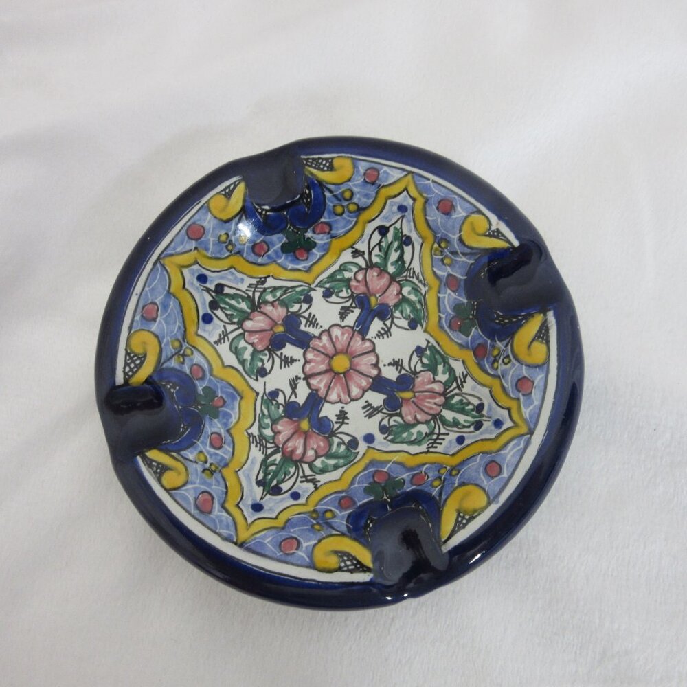 Talaveras Ashtray Pottery Ceramic Vintage Pueblo Mexican Floral Handmade
